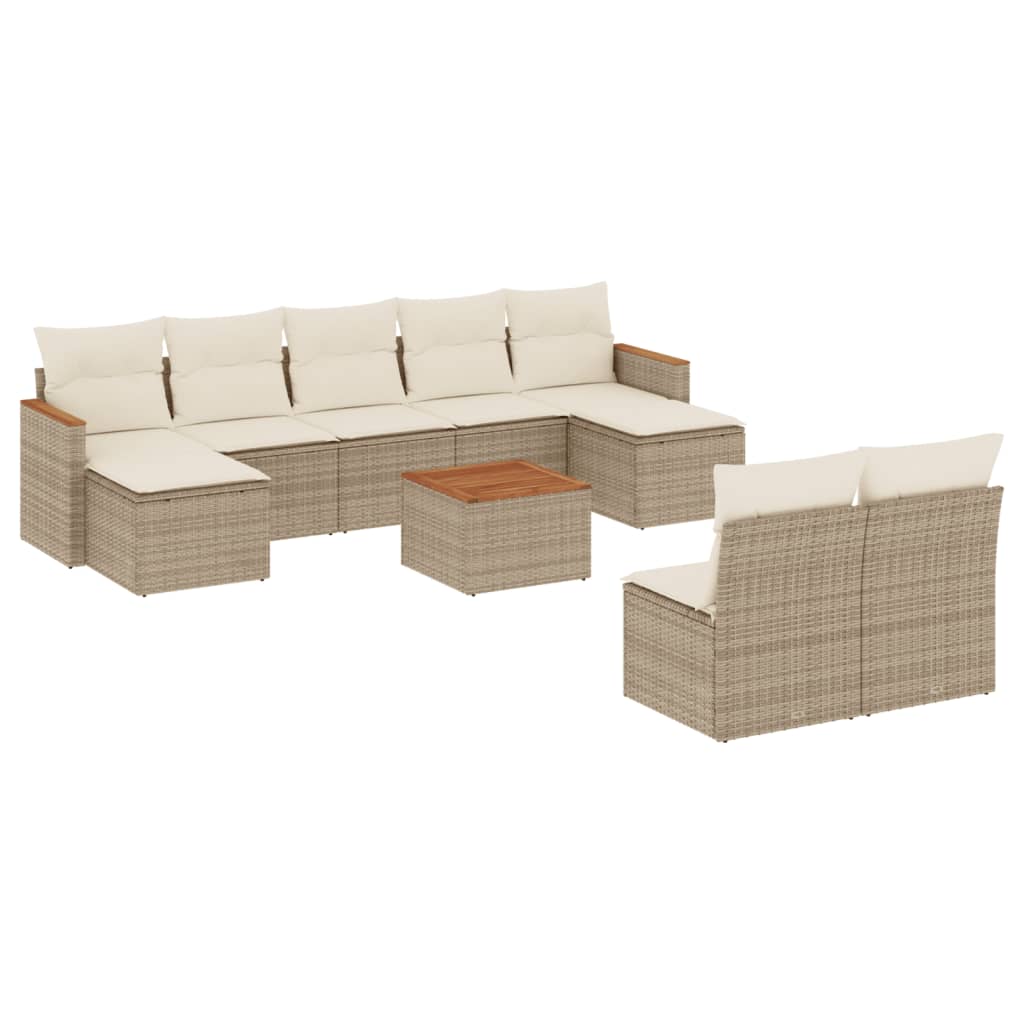 10-delige Loungeset met kussens poly rattan beige is nu te koop bij PeponiXL, paradijselijk wonen!