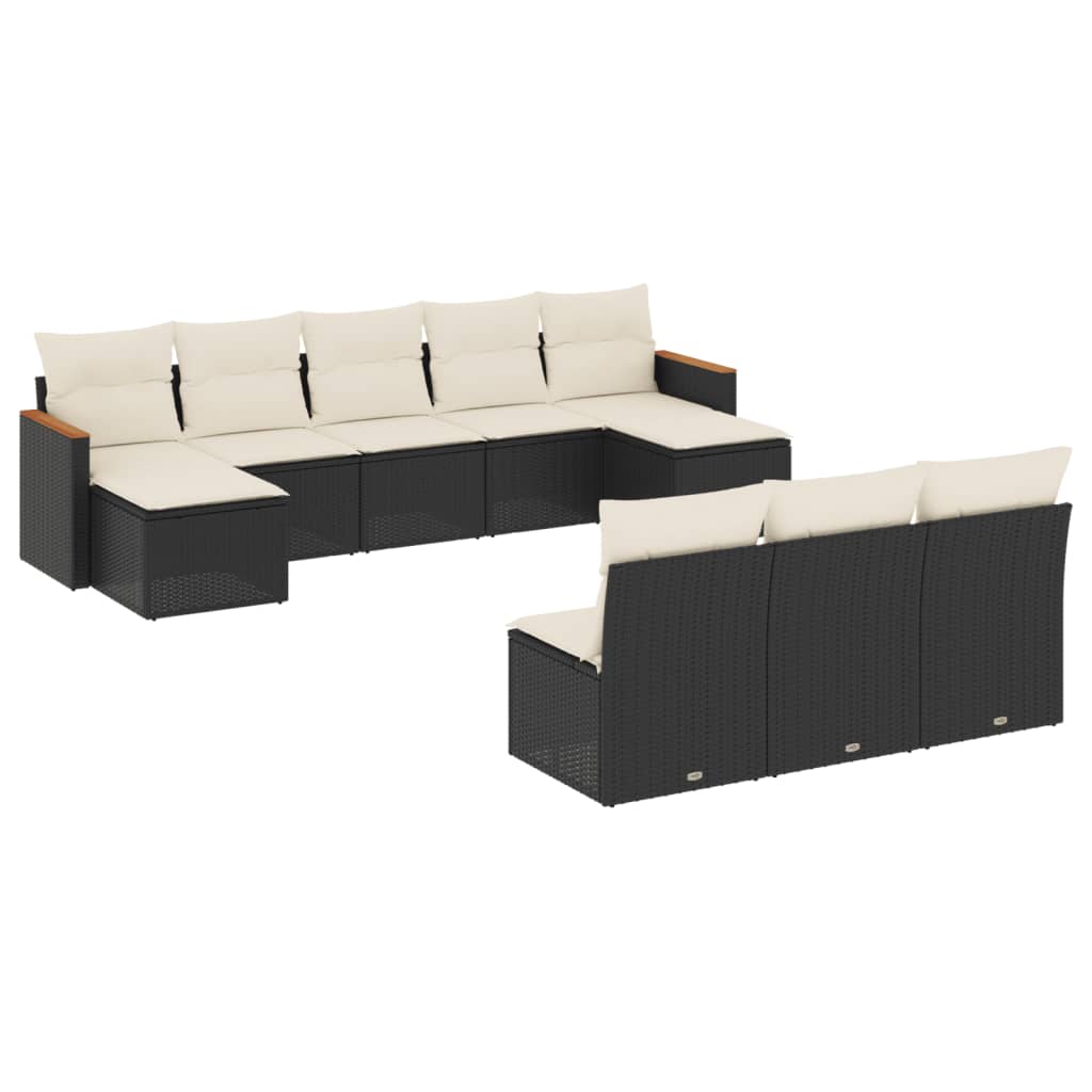 10-delige Loungeset met kussens poly rattan zwart is nu te koop bij PeponiXL, paradijselijk wonen!