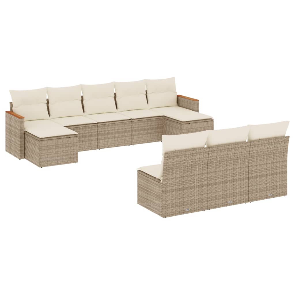 10-delige Loungeset met kussens poly rattan beige is nu te koop bij PeponiXL, paradijselijk wonen!