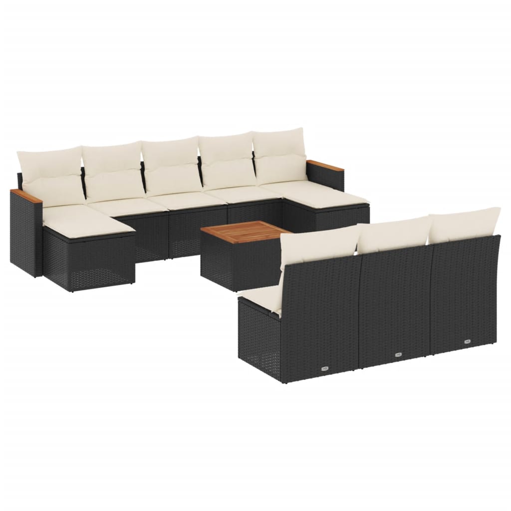 11-delige Loungeset met kussens poly rattan zwart is nu te koop bij PeponiXL, paradijselijk wonen!