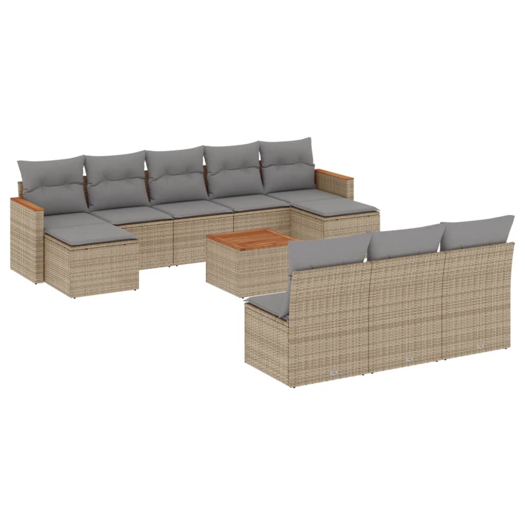 11-delige Tuinset met kussens poly rattan beige is nu te koop bij PeponiXL, paradijselijk wonen!