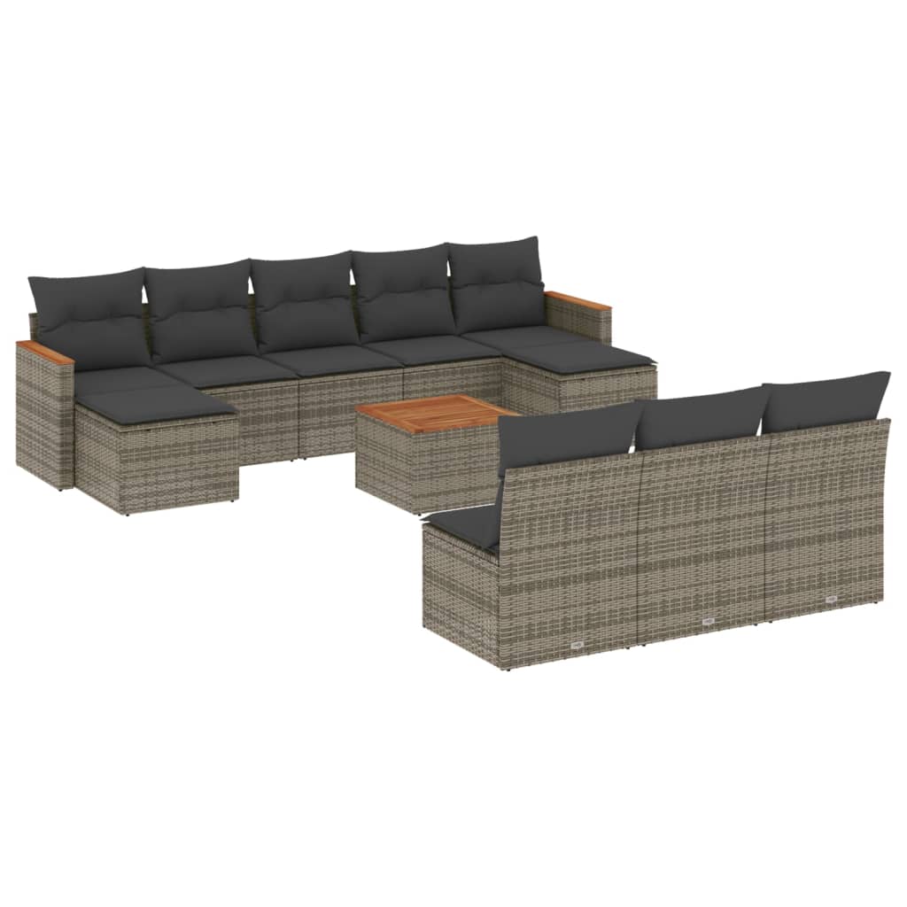 11-delige Loungeset met kussens poly rattan grijs is nu te koop bij PeponiXL, paradijselijk wonen!