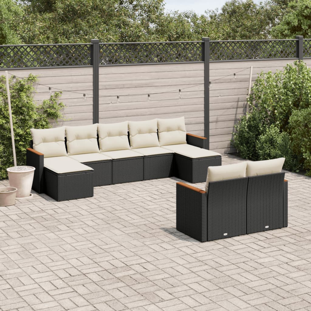 9-delige Loungeset met kussens poly rattan zwart is nu te koop bij PeponiXL, paradijselijk wonen!
