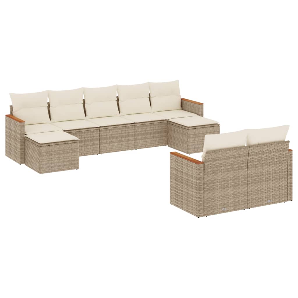 9-delige Loungeset met kussens poly rattan beige is nu te koop bij PeponiXL, paradijselijk wonen!