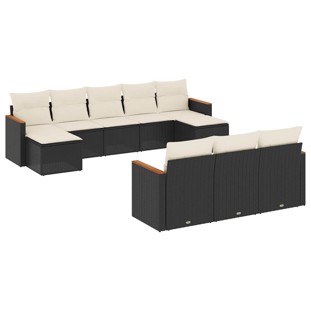 10-delige Loungeset met kussens poly rattan zwart is nu te koop bij PeponiXL, paradijselijk wonen!