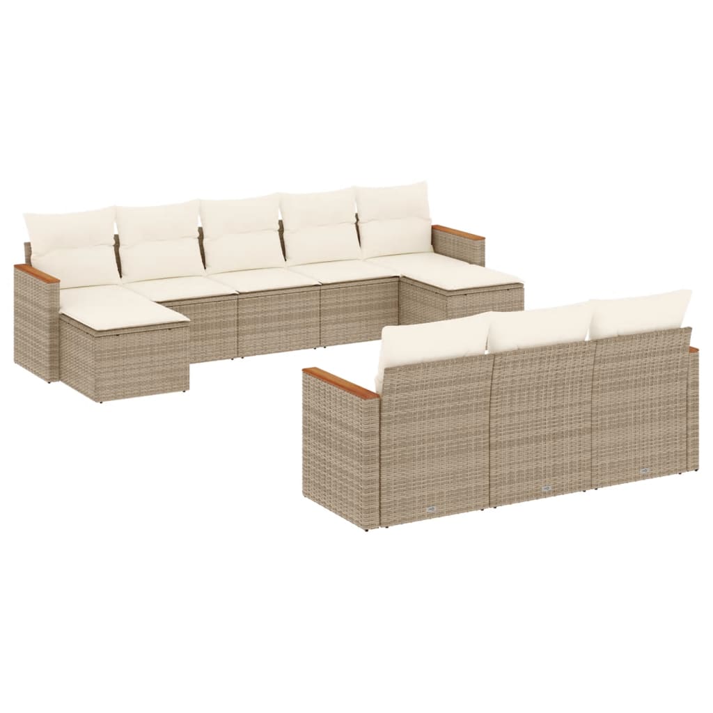10-delige Loungeset met kussens poly rattan beige is nu te koop bij PeponiXL, paradijselijk wonen!