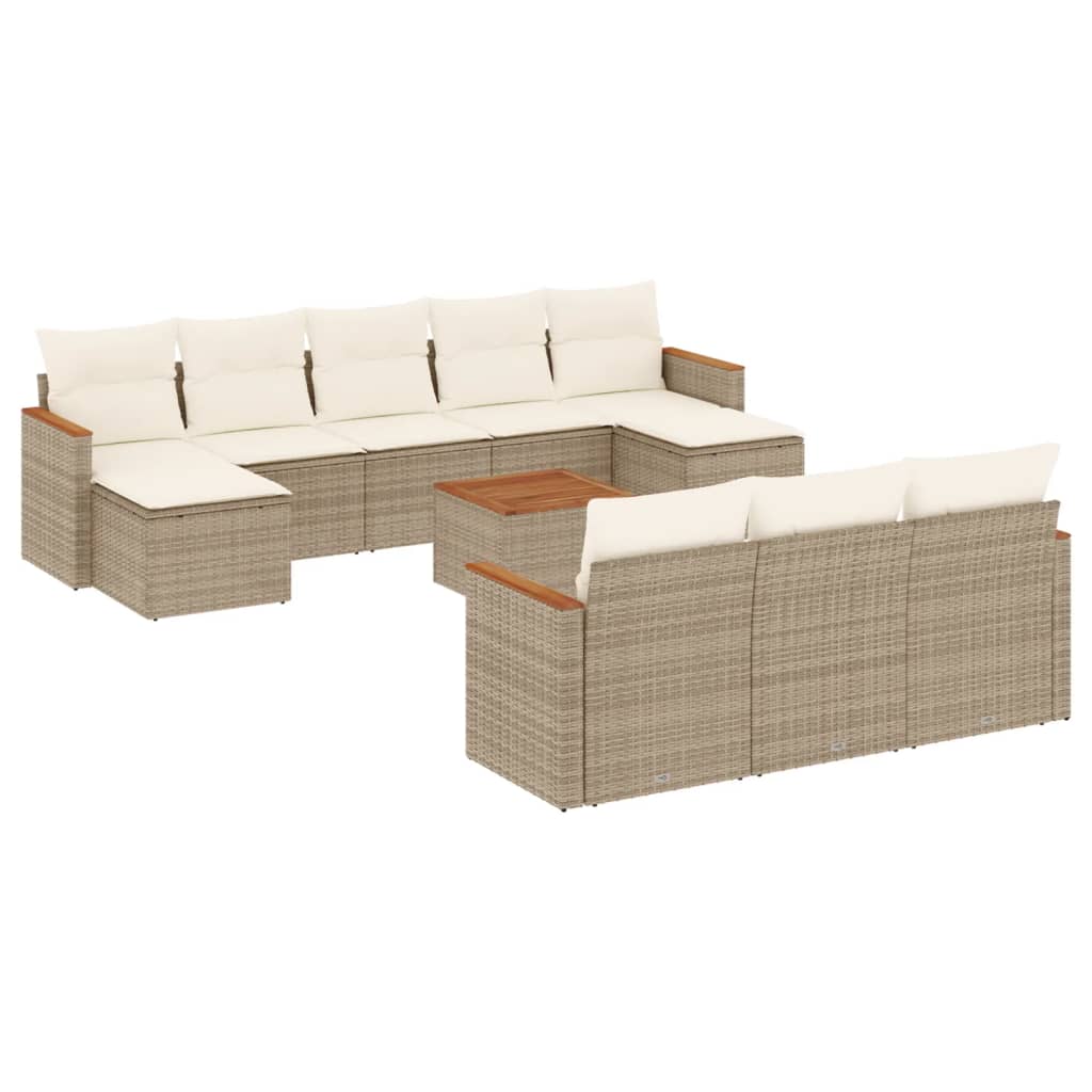 11-delige Tuinset met kussens poly rattan beige is nu te koop bij PeponiXL, paradijselijk wonen!