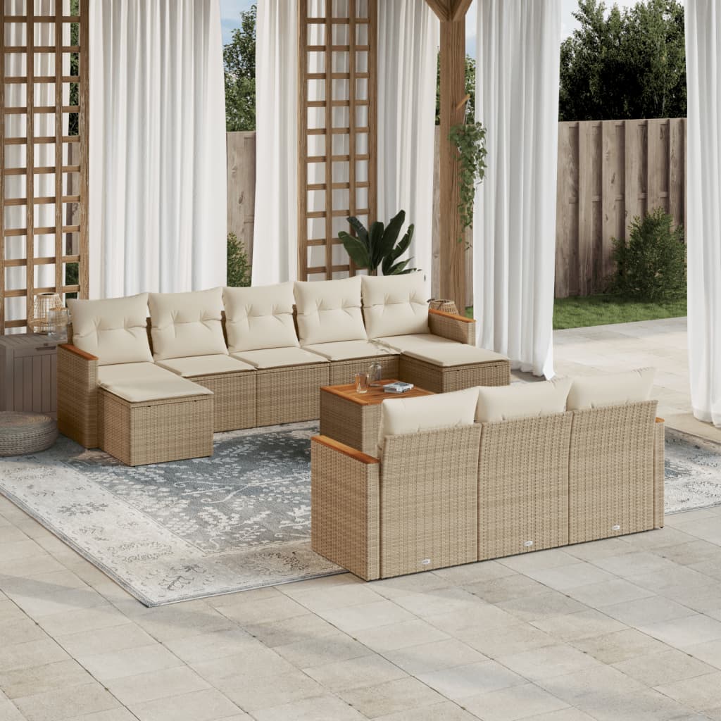 11-delige Tuinset met kussens poly rattan beige is nu te koop bij PeponiXL, paradijselijk wonen!
