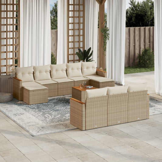 11-delige Tuinset met kussens poly rattan beige is nu te koop bij PeponiXL, paradijselijk wonen!
