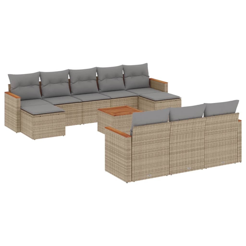 11-delige Tuinset met kussens poly rattan beige is nu te koop bij PeponiXL, paradijselijk wonen!