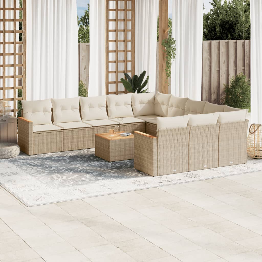 12-delige Loungeset met kussens poly rattan beige is nu te koop bij PeponiXL, paradijselijk wonen!