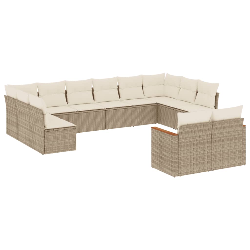 12-delige Loungeset met kussens poly rattan beige is nu te koop bij PeponiXL, paradijselijk wonen!