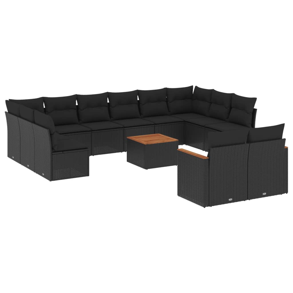 13-delige Loungeset met kussens poly rattan zwart is nu te koop bij PeponiXL, paradijselijk wonen!