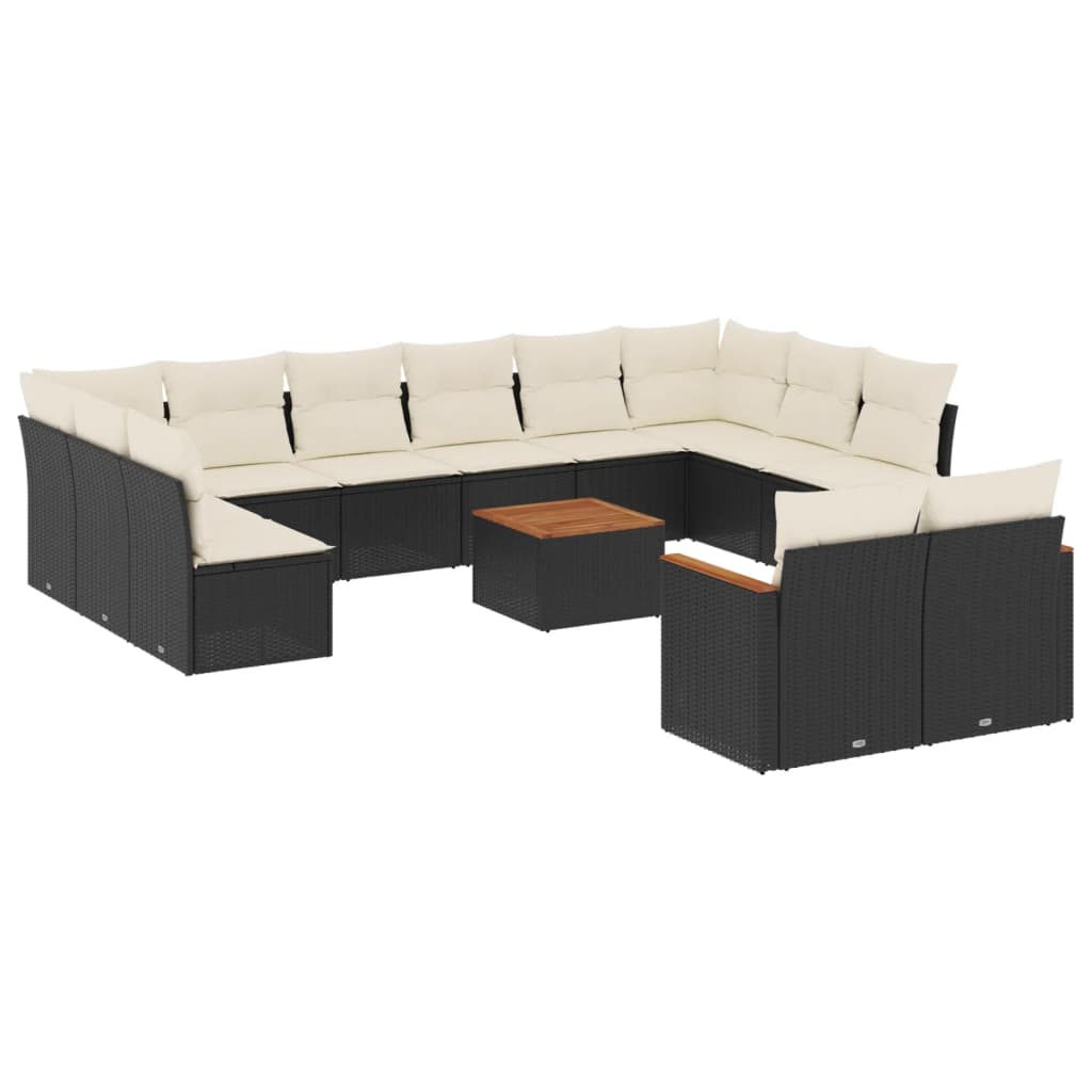 13-delige Loungeset met kussens poly rattan zwart is nu te koop bij PeponiXL, paradijselijk wonen!