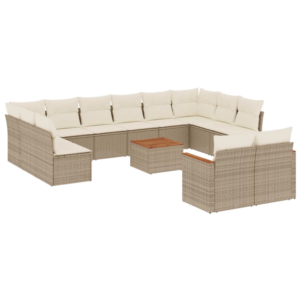 13-delige Loungeset met kussens poly rattan beige is nu te koop bij PeponiXL, paradijselijk wonen!