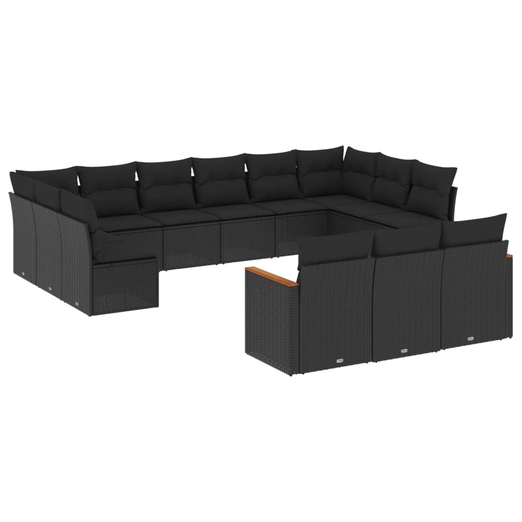 13-delige Loungeset met kussens poly rattan zwart is nu te koop bij PeponiXL, paradijselijk wonen!
