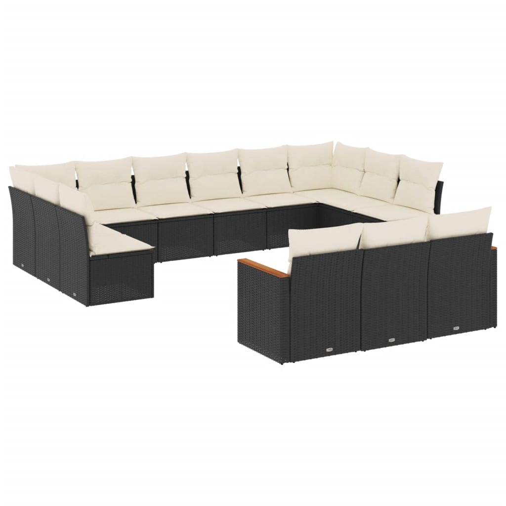 13-delige Loungeset met kussens poly rattan zwart is nu te koop bij PeponiXL, paradijselijk wonen!