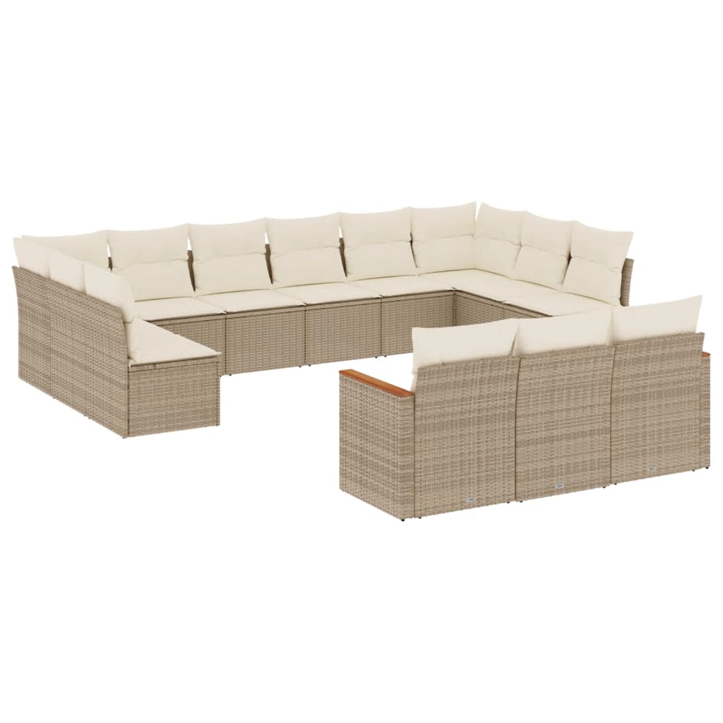 13-delige Loungeset met kussens poly rattan beige is nu te koop bij PeponiXL, paradijselijk wonen!