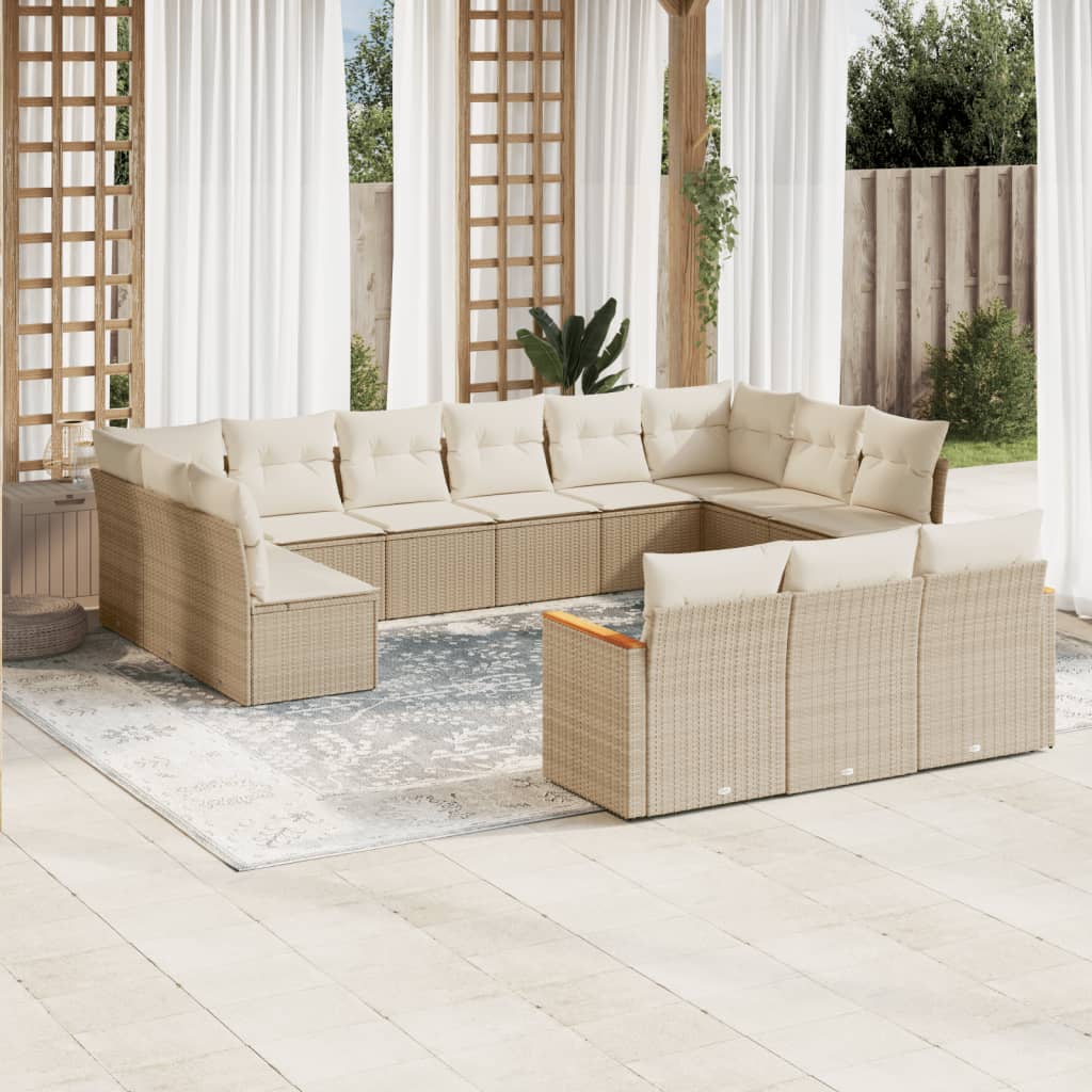 13-delige Loungeset met kussens poly rattan beige is nu te koop bij PeponiXL, paradijselijk wonen!