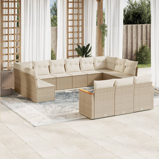 13-delige Loungeset met kussens poly rattan beige is nu te koop bij PeponiXL, paradijselijk wonen!