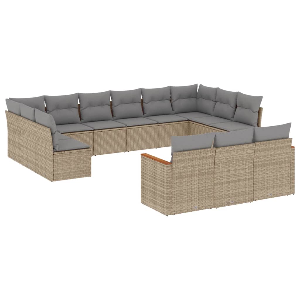 13-delige Loungeset met kussens poly rattan beige is nu te koop bij PeponiXL, paradijselijk wonen!