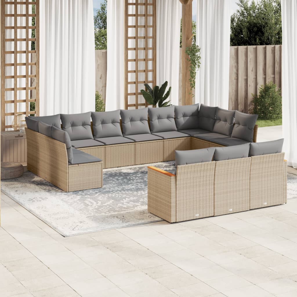 13-delige Loungeset met kussens poly rattan beige is nu te koop bij PeponiXL, paradijselijk wonen!