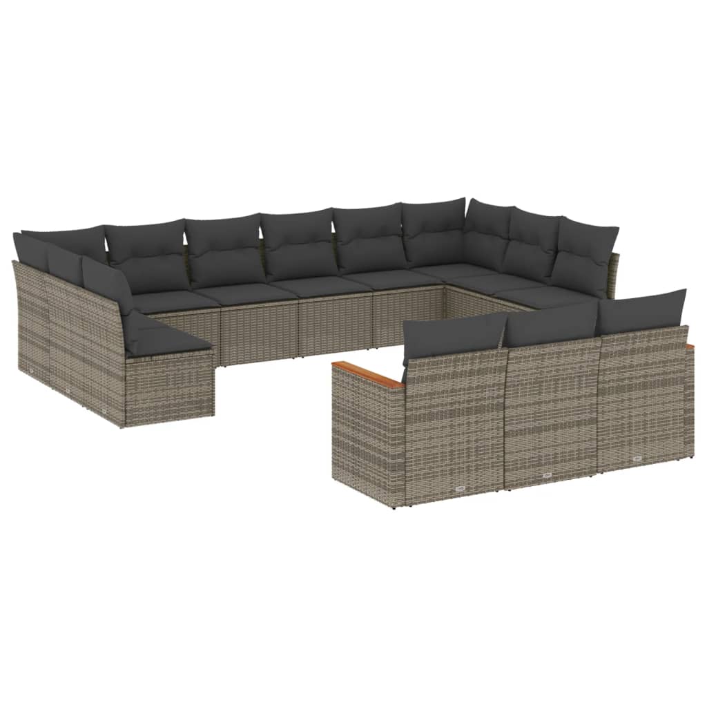 13-delige Loungeset met kussens poly rattan grijs is nu te koop bij PeponiXL, paradijselijk wonen!