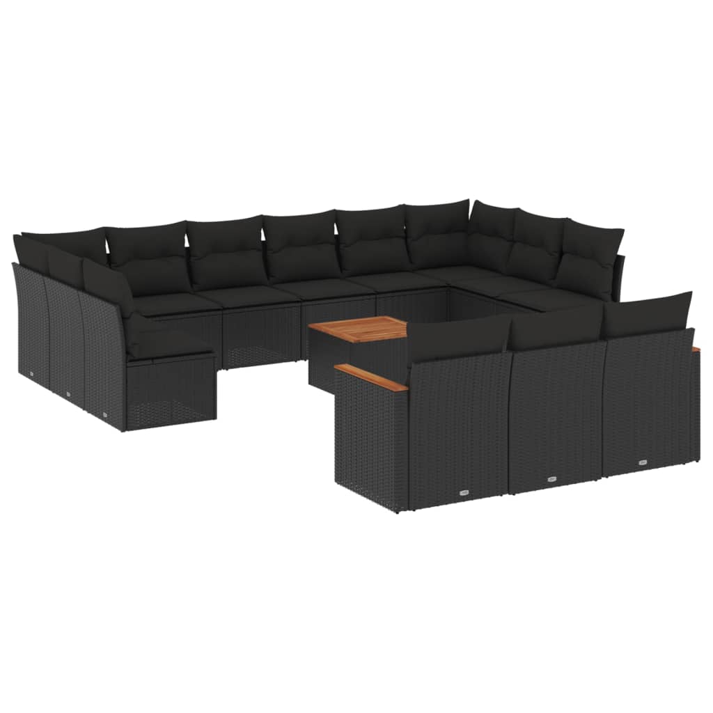 14-delige Loungeset met kussens poly rattan zwart is nu te koop bij PeponiXL, paradijselijk wonen!