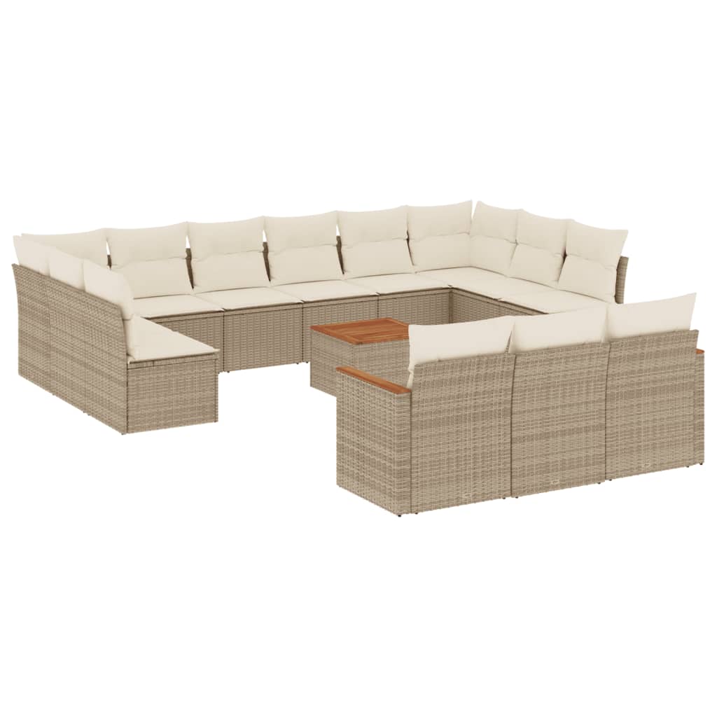 14-delige Loungeset met kussens poly rattan beige is nu te koop bij PeponiXL, paradijselijk wonen!