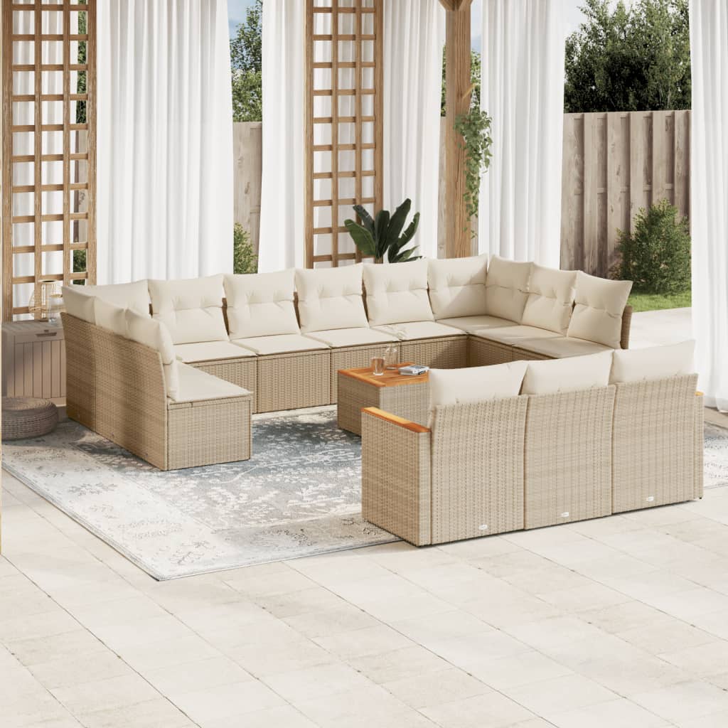14-delige Loungeset met kussens poly rattan beige is nu te koop bij PeponiXL, paradijselijk wonen!