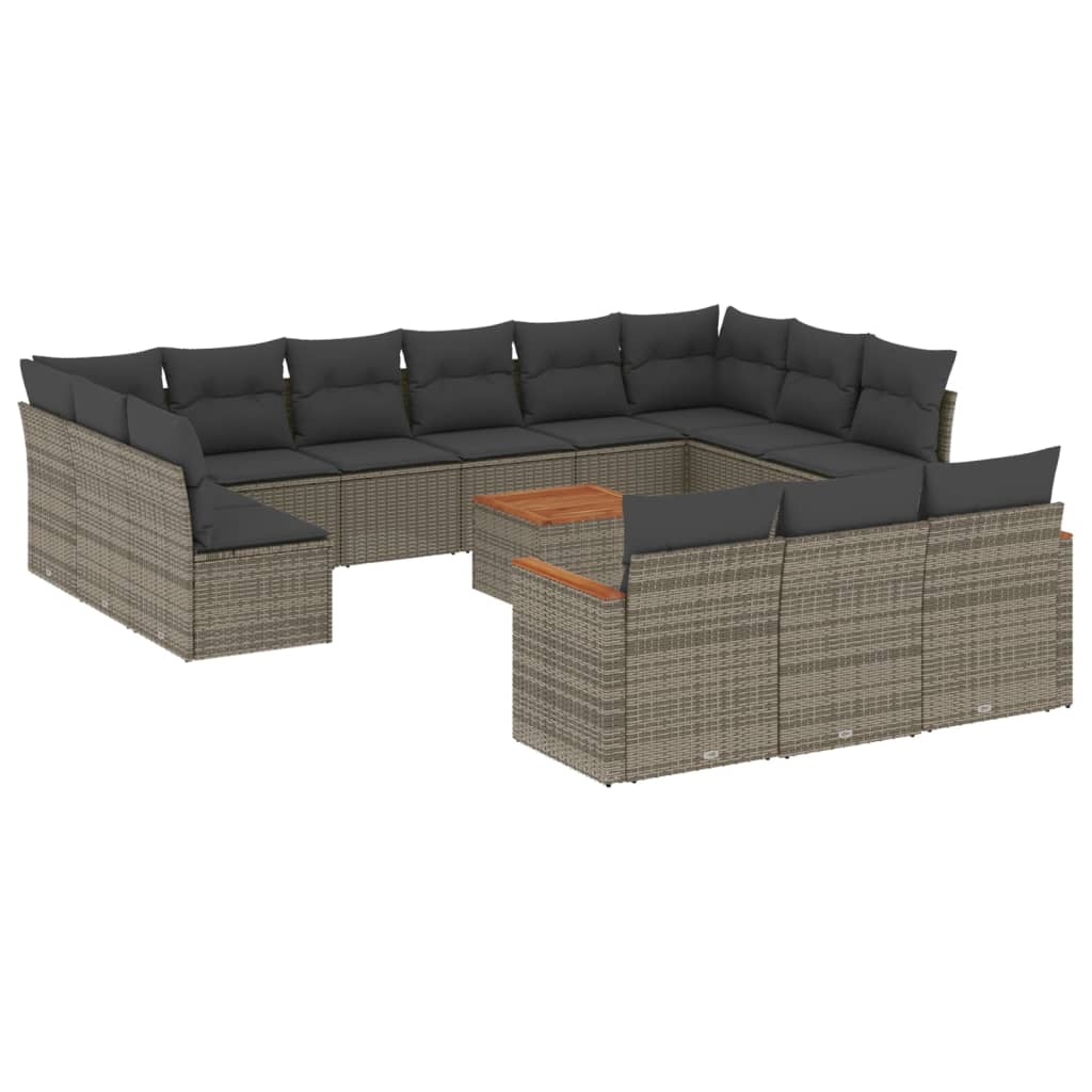 14-delige Loungeset met kussens poly rattan grijs is nu te koop bij PeponiXL, paradijselijk wonen!