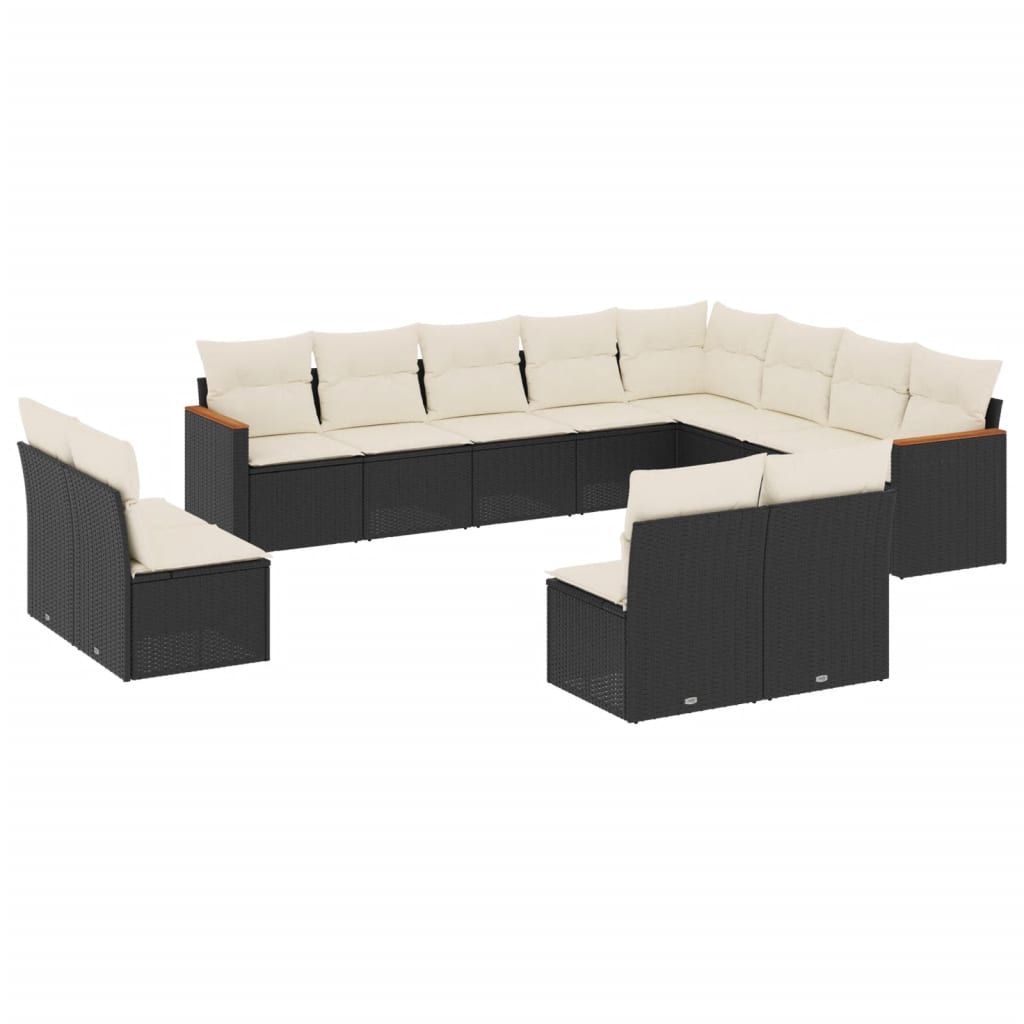 12-delige Loungeset met kussens poly rattan zwart is nu te koop bij PeponiXL, paradijselijk wonen!