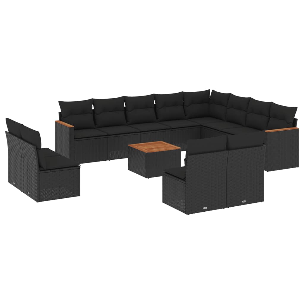 13-delige Loungeset met kussens poly rattan zwart is nu te koop bij PeponiXL, paradijselijk wonen!