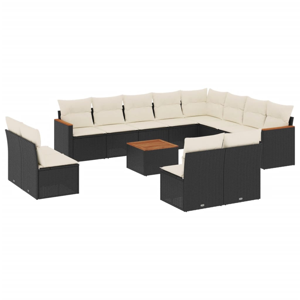 13-delige Loungeset met kussens poly rattan zwart is nu te koop bij PeponiXL, paradijselijk wonen!