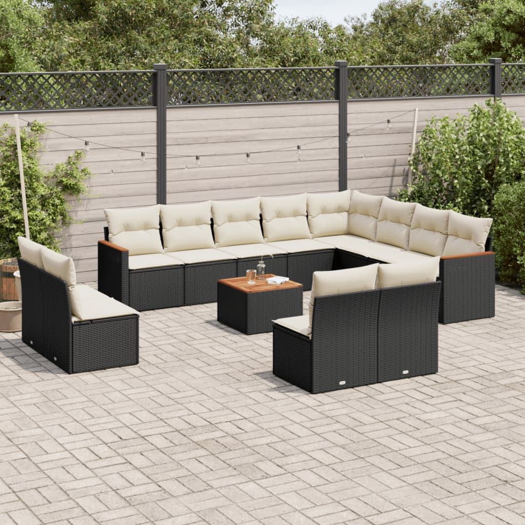 13-delige Loungeset met kussens poly rattan zwart is nu te koop bij PeponiXL, paradijselijk wonen!