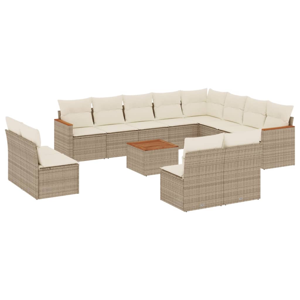 13-delige Loungeset met kussens poly rattan beige is nu te koop bij PeponiXL, paradijselijk wonen!