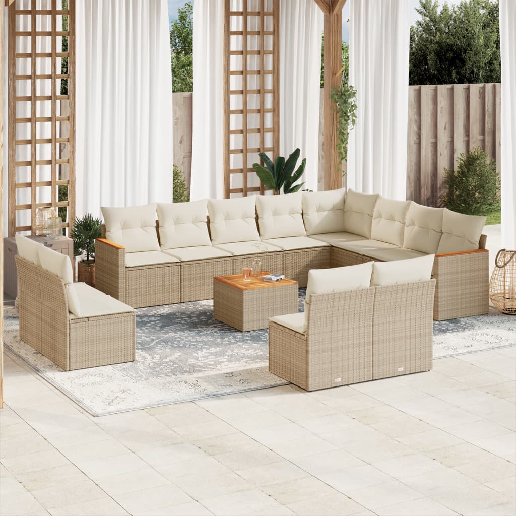 13-delige Loungeset met kussens poly rattan beige is nu te koop bij PeponiXL, paradijselijk wonen!