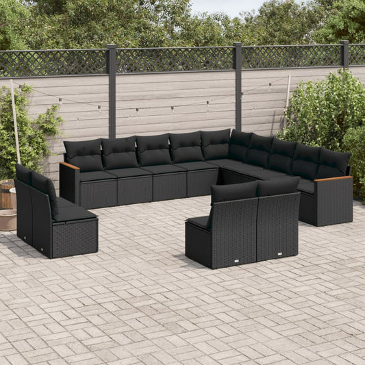 13-delige Loungeset met kussens poly rattan zwart is nu te koop bij PeponiXL, paradijselijk wonen!