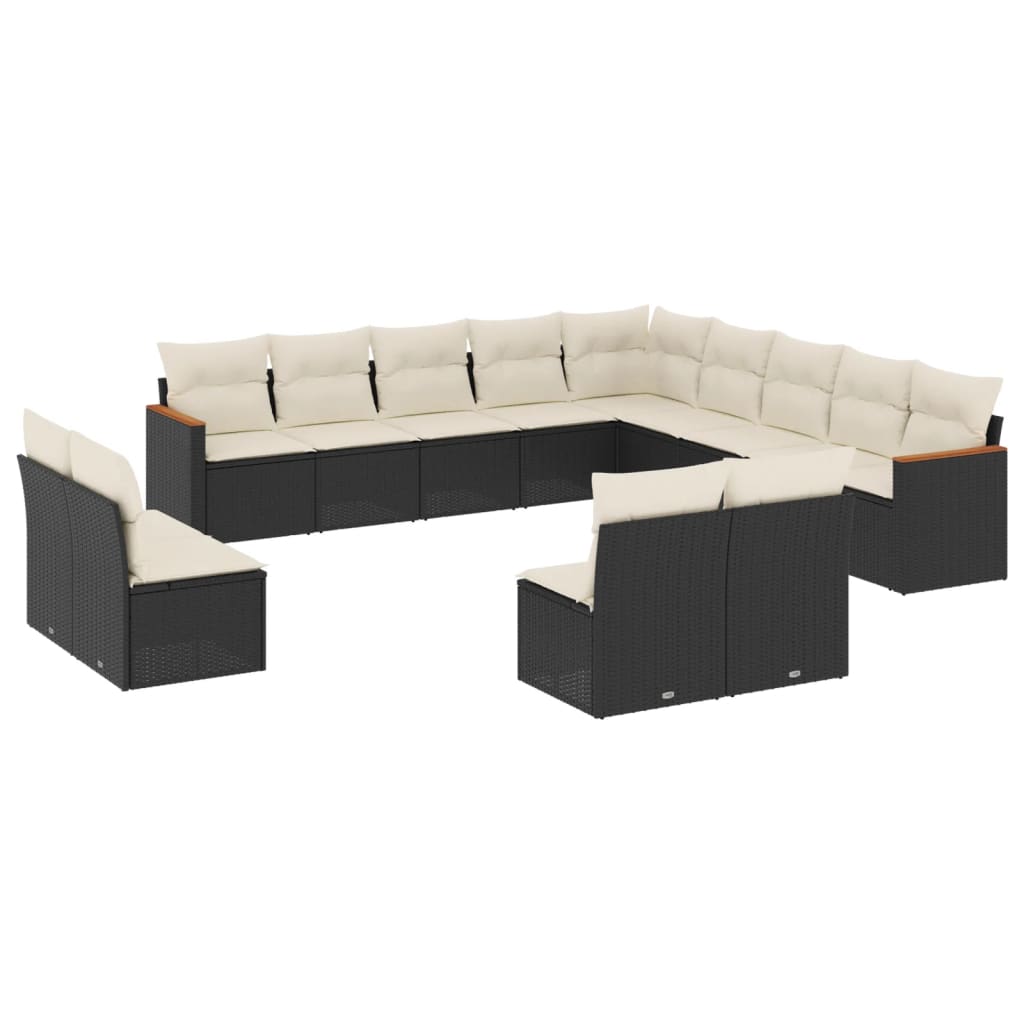 13-delige Loungeset met kussens poly rattan zwart is nu te koop bij PeponiXL, paradijselijk wonen!