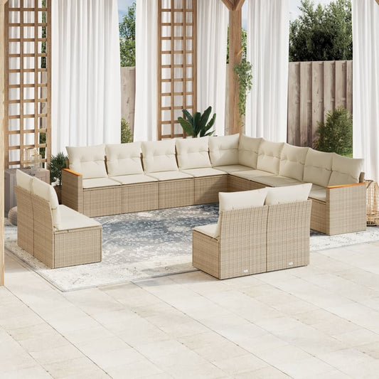 13-delige Loungeset met kussens poly rattan beige is nu te koop bij PeponiXL, paradijselijk wonen!