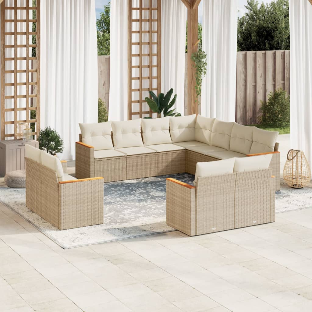 11-delige Tuinset met kussens poly rattan beige is nu te koop bij PeponiXL, paradijselijk wonen!