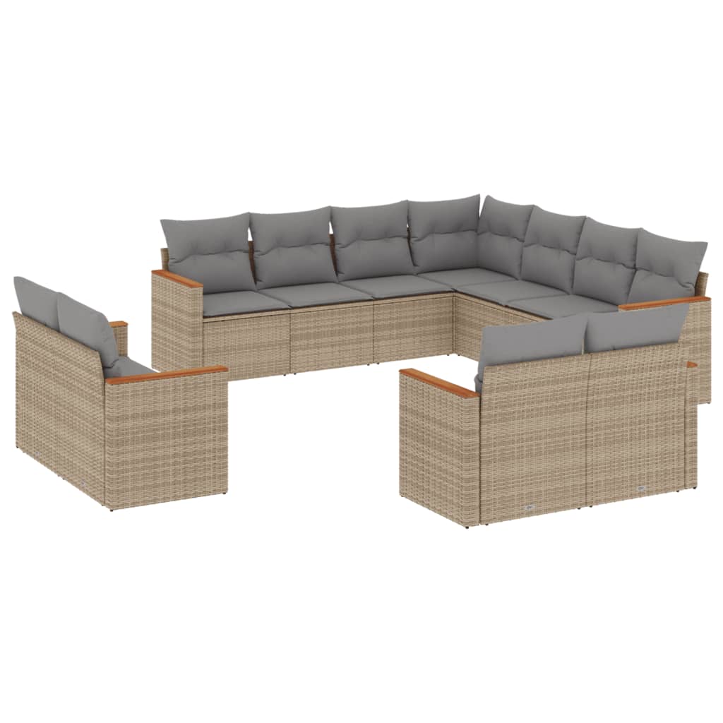 11-delige Tuinset met kussens poly rattan beige is nu te koop bij PeponiXL, paradijselijk wonen!