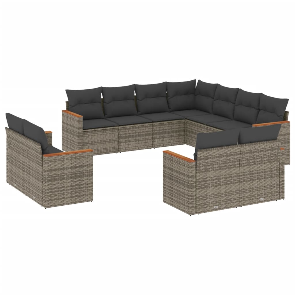 11-delige Loungeset met kussens poly rattan grijs is nu te koop bij PeponiXL, paradijselijk wonen!