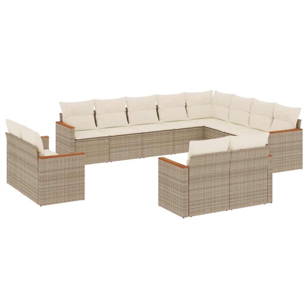 12-delige Loungeset met kussens poly rattan beige is nu te koop bij PeponiXL, paradijselijk wonen!