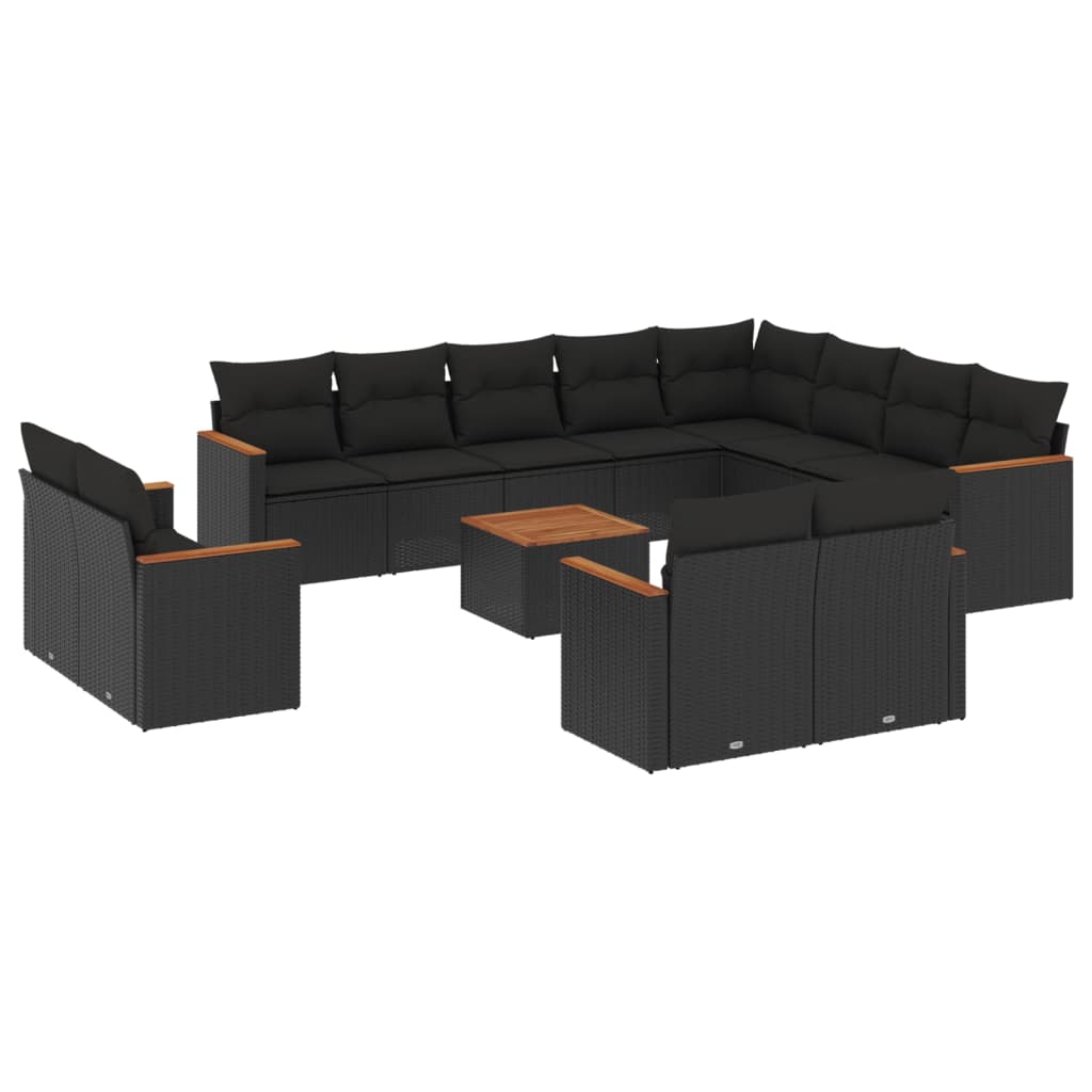 13-delige Loungeset met kussens poly rattan zwart is nu te koop bij PeponiXL, paradijselijk wonen!