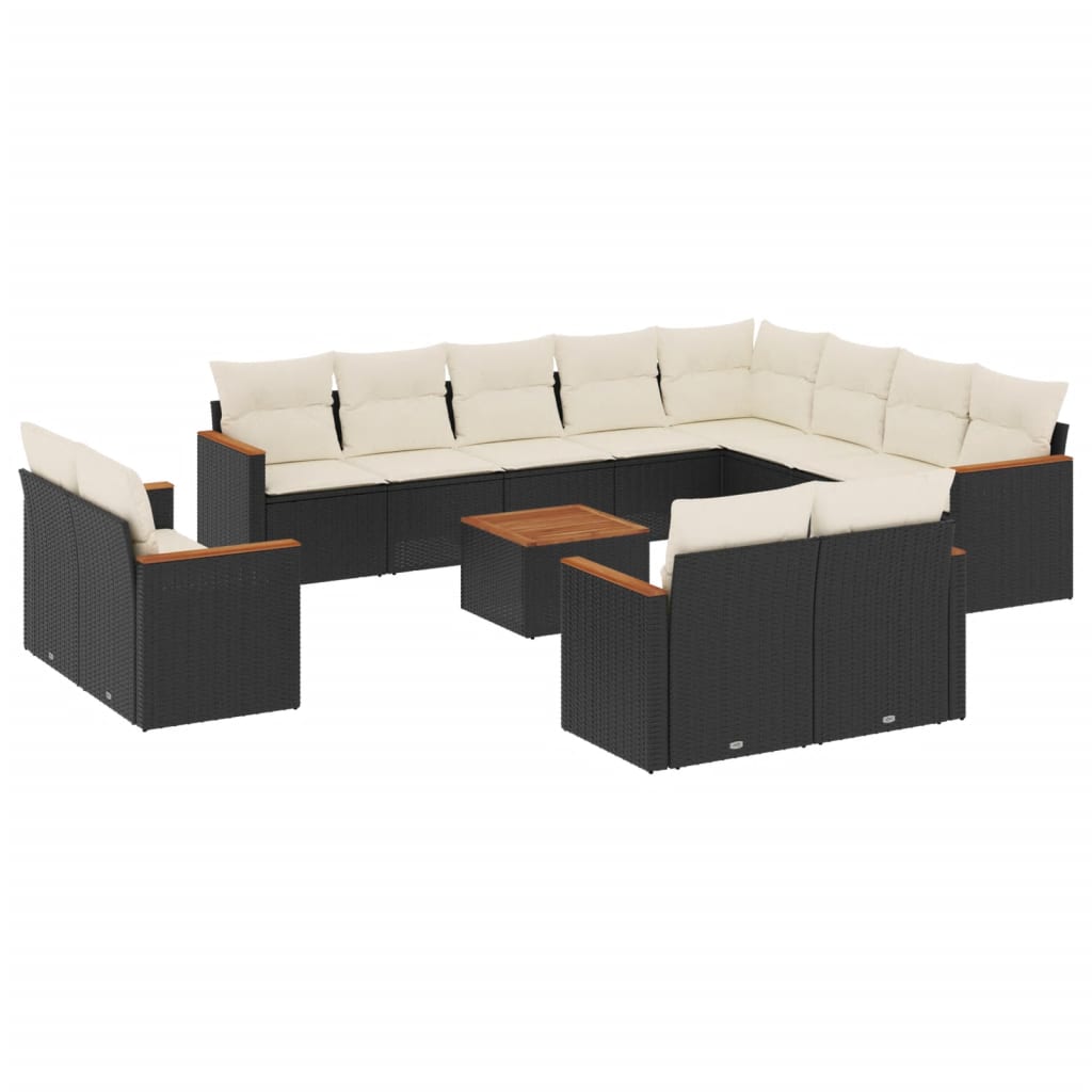 13-delige Loungeset met kussens poly rattan zwart is nu te koop bij PeponiXL, paradijselijk wonen!