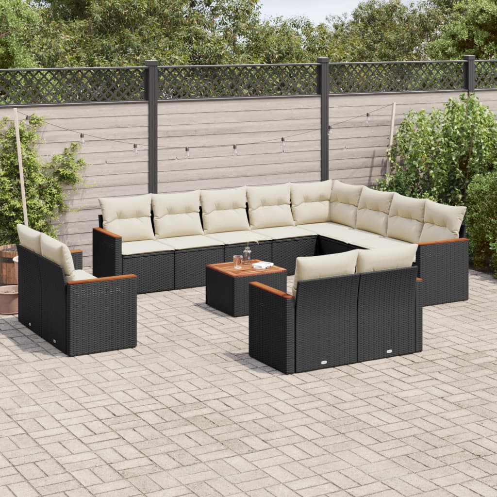 13-delige Loungeset met kussens poly rattan zwart is nu te koop bij PeponiXL, paradijselijk wonen!