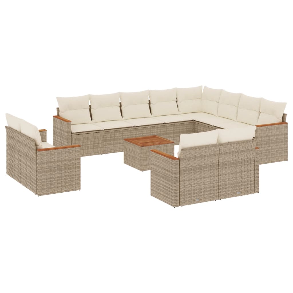 13-delige Loungeset met kussens poly rattan beige is nu te koop bij PeponiXL, paradijselijk wonen!