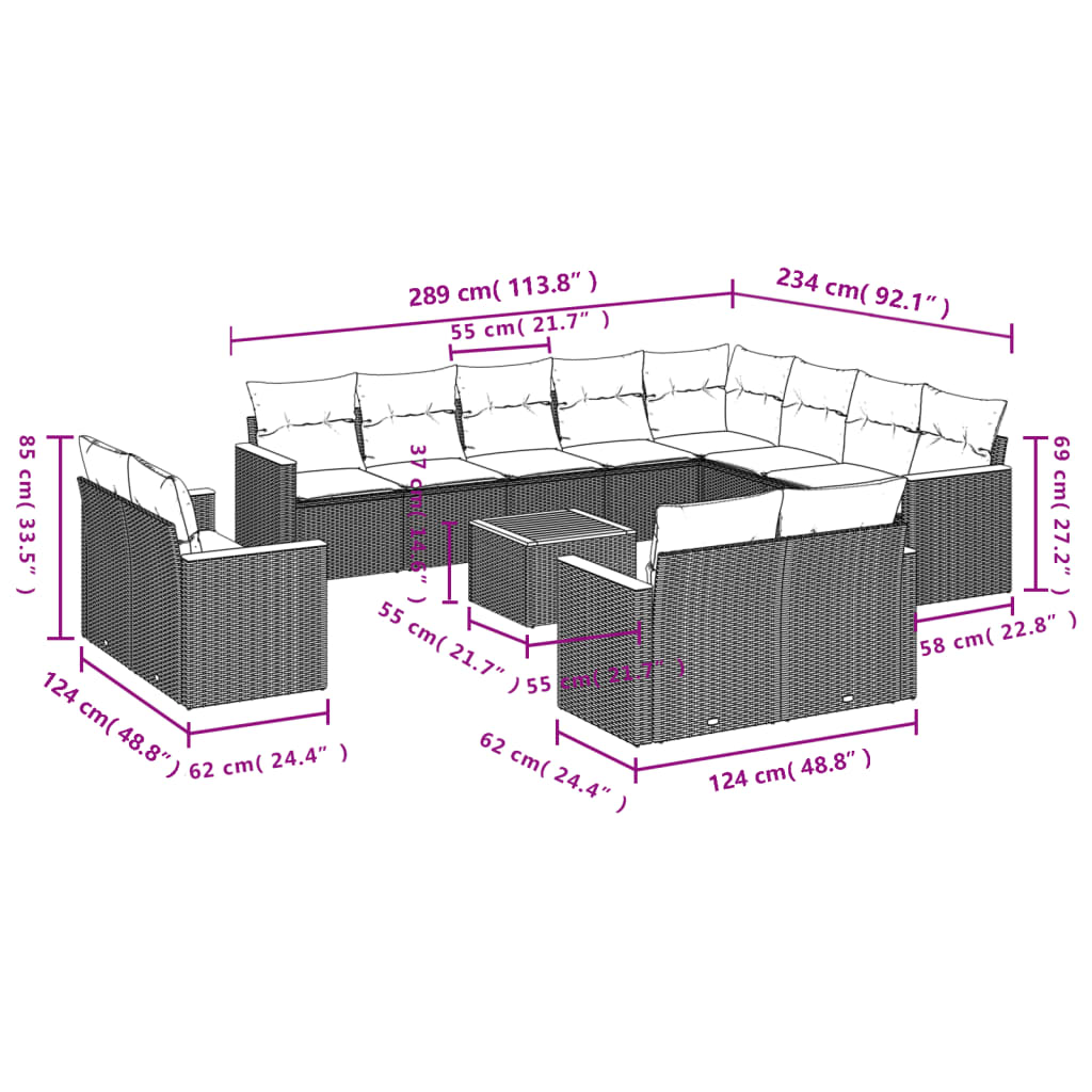 13-delige Loungeset met kussens poly rattan beige is nu te koop bij PeponiXL, paradijselijk wonen!