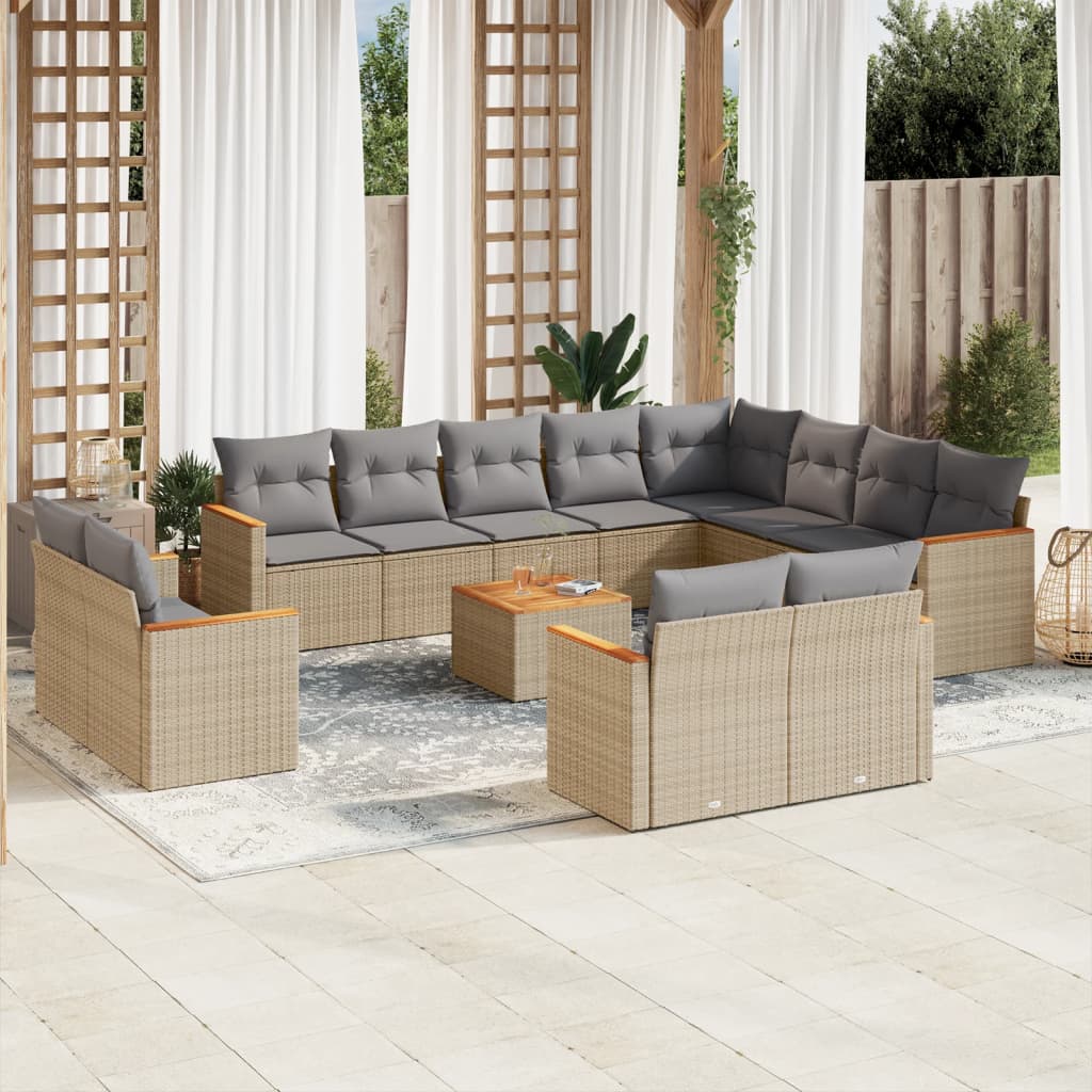 13-delige Loungeset met kussens poly rattan beige is nu te koop bij PeponiXL, paradijselijk wonen!